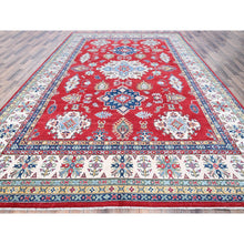 Load image into Gallery viewer, 9&#39;9&quot;x14&#39; Berry Red, Kazak with Tribal Medallions Design, Hand Knotted, Soft and Vibrant Wool, Denser Weave, Vegetable Dyes, Oriental Rug FWR3174