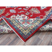 Load image into Gallery viewer, 9&#39;9&quot;x14&#39; Berry Red, Kazak with Tribal Medallions Design, Hand Knotted, Soft and Vibrant Wool, Denser Weave, Vegetable Dyes, Oriental Rug FWR3174