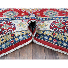 Load image into Gallery viewer, 7&#39;10&quot;x10&#39; Crimson Red, Kazak with Geometric Medallions Design, Hand Knotted, Soft and Shiny Wool, Denser Weave, Vegetable Dyes, Oriental Rug FWR3180
