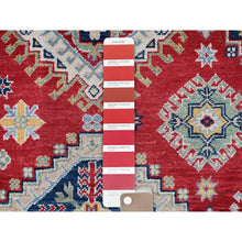 Load image into Gallery viewer, 7&#39;10&quot;x10&#39; Crimson Red, Kazak with Geometric Medallions Design, Hand Knotted, Soft and Shiny Wool, Denser Weave, Vegetable Dyes, Oriental Rug FWR3180