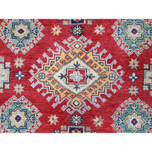 Load image into Gallery viewer, 7&#39;10&quot;x10&#39; Crimson Red, Kazak with Geometric Medallions Design, Hand Knotted, Soft and Shiny Wool, Denser Weave, Vegetable Dyes, Oriental Rug FWR3180