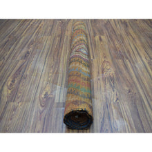 Load image into Gallery viewer, 3&#39;7&quot;x6&#39;1&quot; Brown Natural Dyes Geometric Design Colorful Afghan Baluch Hand Knotted 100% Wool Oriental Rug FWR318846