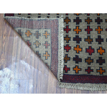 Load image into Gallery viewer, 4&#39;x5&#39;8&quot; Gray Tribal Design Colorful Afghan Baluch Hand Knotted Pure Wool Oriental Rug FWR318936