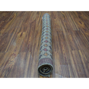 4'x5'8" Gray Tribal Design Colorful Afghan Baluch Hand Knotted Pure Wool Oriental Rug FWR318936