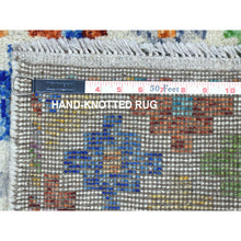 Load image into Gallery viewer, 3&#39;6&quot;x4&#39;10&quot; Ivory Hand Knotted Colorful Afghan Baluch Tribal Design Pure Wool Oriental Rug FWR319056