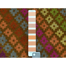 Load image into Gallery viewer, 3&#39;3&quot;x4&#39;10&quot; Brown Colorful Afghan Baluch All Over Design  Hand Knotted Pure Wool Oriental Rug FWR319062