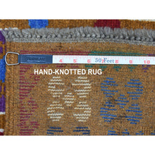 Load image into Gallery viewer, 3&#39;6&quot;x4&#39;9&quot; Brown Colorful Afghan Baluch Elephant Feet Design Hand Knotted 100% Wool Oriental Rug FWR319068