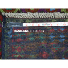 Load image into Gallery viewer, 3&#39;5&quot;x4&#39;8&quot; Purple Geometric Design Colorful Afghan Baluch Pure Wool Hand Knotted Oriental Rug FWR319074