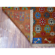 Load image into Gallery viewer, 4&#39;1&quot;x5&#39;9&quot; Brown Tribal Design Colorful Afghan Baluch Hand Knotted Pure Wool Oriental Rug FWR319110