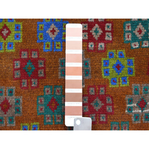 4'1"x5'9" Brown Tribal Design Colorful Afghan Baluch Hand Knotted Pure Wool Oriental Rug FWR319110