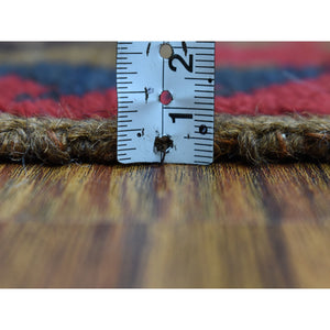 3'x4'6" Brown Hand Knotted Tribal Design Colorful Afghan Baluch Pure Wool Oriental Rug FWR319680