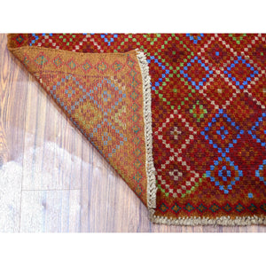 3'5"x5' Brown Tribal Design Colorful Afghan Baluch Hand Knotted Pure Wool Oriental Rug FWR319686