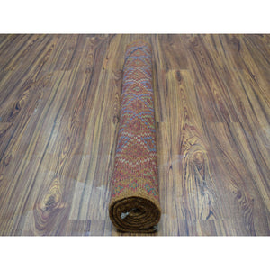 3'5"x5' Brown Tribal Design Colorful Afghan Baluch Hand Knotted Pure Wool Oriental Rug FWR319686