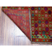 Load image into Gallery viewer, 3&#39;x4&#39;8&quot; Orange Tribal Design Colorful Afghan Baluch Hand Knotted Pure Wool Oriental Rug FWR319728