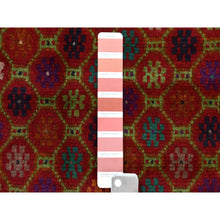 Load image into Gallery viewer, 3&#39;x4&#39;8&quot; Orange Tribal Design Colorful Afghan Baluch Hand Knotted Pure Wool Oriental Rug FWR319728