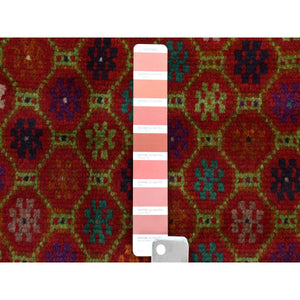 3'x4'8" Orange Tribal Design Colorful Afghan Baluch Hand Knotted Pure Wool Oriental Rug FWR319728