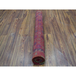 3'x4'8" Orange Tribal Design Colorful Afghan Baluch Hand Knotted Pure Wool Oriental Rug FWR319728
