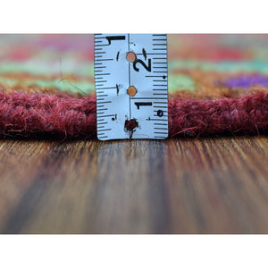 3'x4'8" Orange Tribal Design Colorful Afghan Baluch Hand Knotted Pure Wool Oriental Rug FWR319728