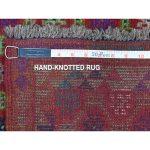 3'x4'8" Orange Tribal Design Colorful Afghan Baluch Hand Knotted Pure Wool Oriental Rug FWR319728
