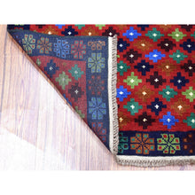 Load image into Gallery viewer, 3&#39;3&quot;x4&#39;9&quot; Red All Over Design Colorful Afghan Baluch Hand Knotted Pure Wool Oriental Rug FWR319734