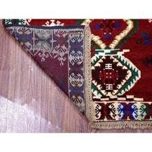 Load image into Gallery viewer, 3&#39;3&quot;x4&#39;9&quot; Red Colorful Afghan Baluch Geometric Design Hand Knotted Pure Wool Oriental Rug FWR319740