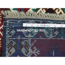 Load image into Gallery viewer, 3&#39;3&quot;x4&#39;9&quot; Red Colorful Afghan Baluch Geometric Design Hand Knotted Pure Wool Oriental Rug FWR319740