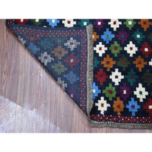 Load image into Gallery viewer, 3&#39;4&quot;x4&#39;8&quot; Blue Colorful Afghan Baluch All Over Design Pure Wool Hand Knotted Oriental Rug FWR319776