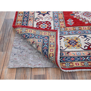 8'x11'3" Chili Red, Kazak With Geometric Medallions Design, Hand Knotted, Soft And Velvety Wool, Denser Weave, Vegetable Dyes, Oriental Rug FWR3192
