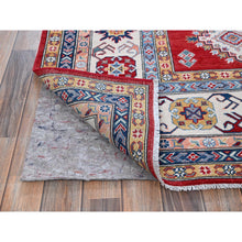Load image into Gallery viewer, 8&#39;x11&#39;3&quot; Chili Red, Kazak With Geometric Medallions Design, Hand Knotted, Soft And Velvety Wool, Denser Weave, Vegetable Dyes, Oriental Rug FWR3192