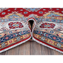 Load image into Gallery viewer, 8&#39;x11&#39;3&quot; Chili Red, Kazak With Geometric Medallions Design, Hand Knotted, Soft And Velvety Wool, Denser Weave, Vegetable Dyes, Oriental Rug FWR3192