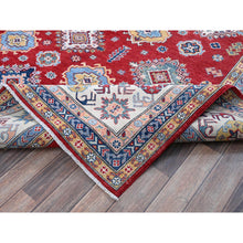 Load image into Gallery viewer, 8&#39;x11&#39;3&quot; Chili Red, Kazak With Geometric Medallions Design, Hand Knotted, Soft And Velvety Wool, Denser Weave, Vegetable Dyes, Oriental Rug FWR3192