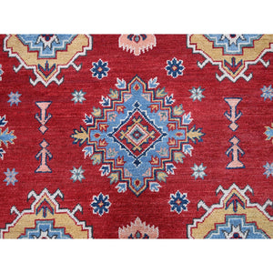 8'x11'3" Chili Red, Kazak With Geometric Medallions Design, Hand Knotted, Soft And Velvety Wool, Denser Weave, Vegetable Dyes, Oriental Rug FWR3192