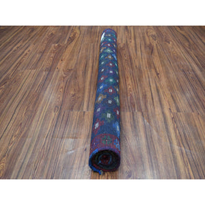 4'1"x6' Blue All Over Design Colorful Afghan Baluch Pure Wool Hand Knotted Oriental Rug FWR319866