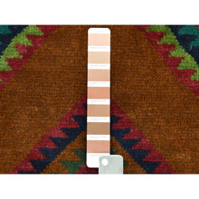 Load image into Gallery viewer, 6&#39;x8&#39; Brown Colorful Afghan Baluch Hand Knotted Geometric Design Pure Wool Oriental Rug FWR319998