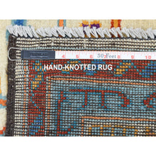 Load image into Gallery viewer, 5&#39;8&quot;x7&#39;8&quot; Ivory Colorful Afghan Baluch Hand Knotted Tribal Design Pure Wool Oriental Rug FWR320046