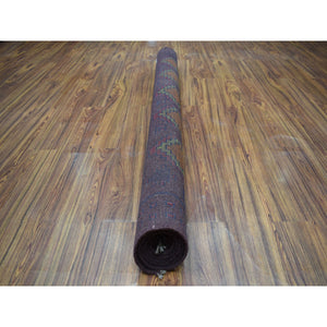 5'10"x7'8" Purple Geometric Design Colorful Afghan Baluch Hand Knotted Pure Wool Oriental Rug FWR320058