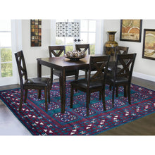 Load image into Gallery viewer, 6&#39;6&quot;x9&#39;4&quot; Green Elephant Feet Design Colorful Afghan Baluch Hand Knotted Pure Wool Oriental Rug FWR320124