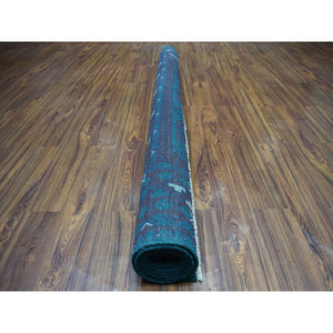 6'6"x9'4" Green Elephant Feet Design Colorful Afghan Baluch Hand Knotted Pure Wool Oriental Rug FWR320124