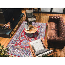 Load image into Gallery viewer, 6&#39;3&quot;x9&#39; Ajax Red, Kazak With Tribal Medallions Design, Hand Knotted, Soft And Velvety Wool, Denser Weave, Vegetable Dyes, Oriental Rug FWR3198