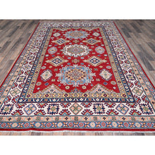 Load image into Gallery viewer, 6&#39;3&quot;x9&#39; Ajax Red, Kazak With Tribal Medallions Design, Hand Knotted, Soft And Velvety Wool, Denser Weave, Vegetable Dyes, Oriental Rug FWR3198