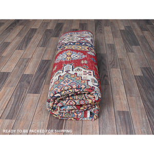 6'3"x9' Ajax Red, Kazak With Tribal Medallions Design, Hand Knotted, Soft And Velvety Wool, Denser Weave, Vegetable Dyes, Oriental Rug FWR3198