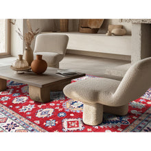 Load image into Gallery viewer, 5&#39;10&quot;x8&#39;8&quot; Crimson Red, Kazak With Geometric Medallions Design, Soft And Shiny Wool, Hand Knotted, Denser Weave, Vegetable Dyes, Oriental Rug FWR3204