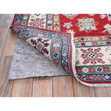 Load image into Gallery viewer, 5&#39;10&quot;x8&#39;8&quot; Crimson Red, Kazak With Geometric Medallions Design, Soft And Shiny Wool, Hand Knotted, Denser Weave, Vegetable Dyes, Oriental Rug FWR3204