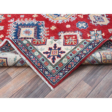 Load image into Gallery viewer, 5&#39;10&quot;x8&#39;8&quot; Crimson Red, Kazak With Geometric Medallions Design, Soft And Shiny Wool, Hand Knotted, Denser Weave, Vegetable Dyes, Oriental Rug FWR3204