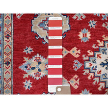Load image into Gallery viewer, 5&#39;10&quot;x8&#39;8&quot; Crimson Red, Kazak With Geometric Medallions Design, Soft And Shiny Wool, Hand Knotted, Denser Weave, Vegetable Dyes, Oriental Rug FWR3204