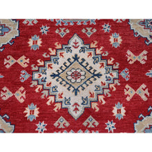 Load image into Gallery viewer, 5&#39;10&quot;x8&#39;8&quot; Crimson Red, Kazak With Geometric Medallions Design, Soft And Shiny Wool, Hand Knotted, Denser Weave, Vegetable Dyes, Oriental Rug FWR3204