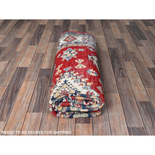 Load image into Gallery viewer, 5&#39;10&quot;x8&#39;8&quot; Crimson Red, Kazak With Geometric Medallions Design, Soft And Shiny Wool, Hand Knotted, Denser Weave, Vegetable Dyes, Oriental Rug FWR3204