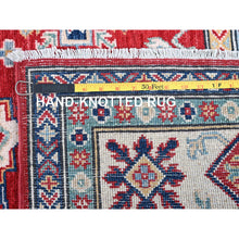 Load image into Gallery viewer, 5&#39;10&quot;x8&#39;8&quot; Crimson Red, Kazak With Geometric Medallions Design, Soft And Shiny Wool, Hand Knotted, Denser Weave, Vegetable Dyes, Oriental Rug FWR3204