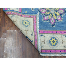Load image into Gallery viewer, 4&#39;x6&#39;4&quot; Colorful Blue Fusion Kazak Pure Wool Hand Knotted Oriental Rug FWR321102