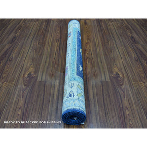 3'1"x5' Colorful Navy Blue Fusion Kazak Pure Wool Hand Knotted Oriental Rug FWR321234